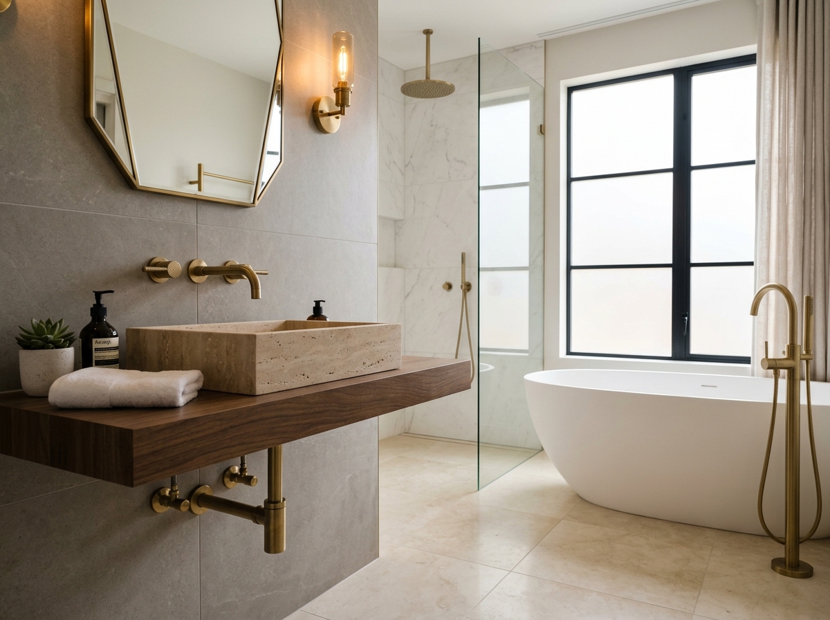 Luxury bathroom fixture installation